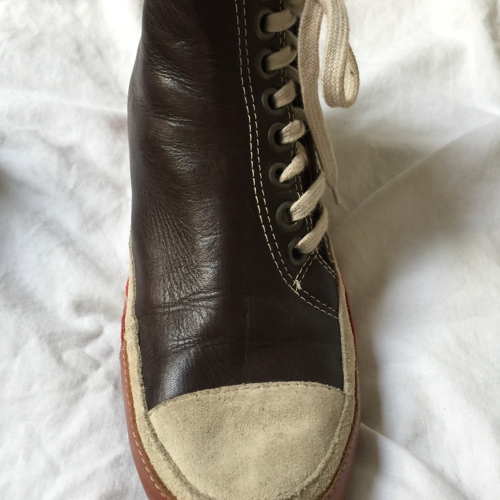 Vintage Never Worn. . Dries Van Noten high top brown leather and suede